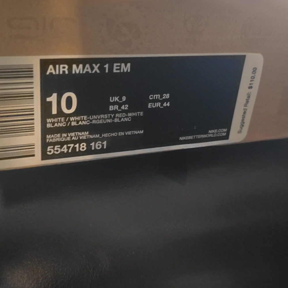 Nike Air Max 1 EM Men's Shoes - Black and White